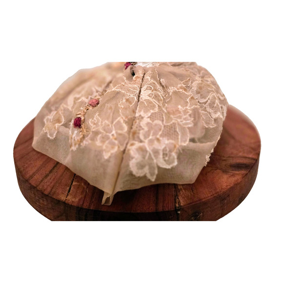 Vintage Dresden Lace Porcelain German Half Doll Pincushion Figurine - Picture 7 of 14